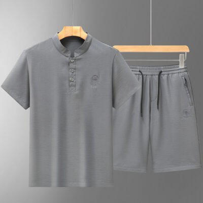 Summer Mid- To Older-Aged Men's Ice Silk Short-Sleeve Shirt