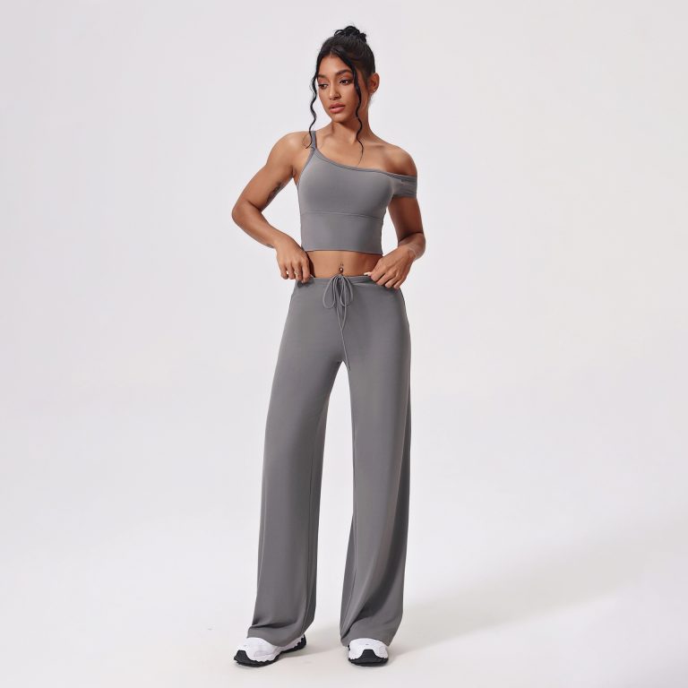 Antibacterial Yoga Clothes Suit Slant Shoulder Tight Quick-drying Workout Clothes