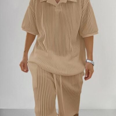 Casual Loose Short-Sleeve Top And Shorts Set Mens Clothing