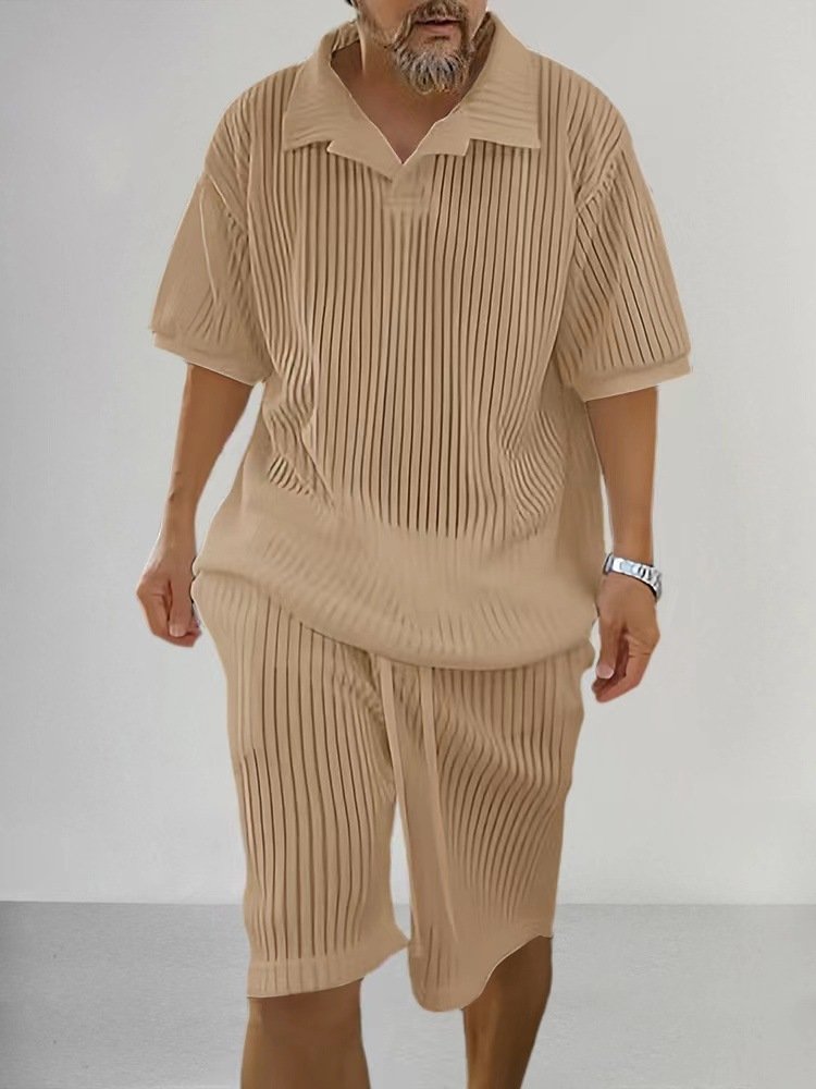 Casual Loose Short-Sleeve Top And Shorts Set Mens Clothing