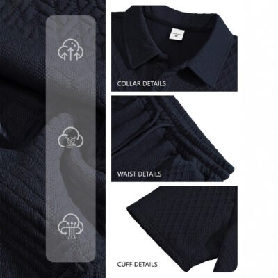 Men's Jacquard Polo Thin Collar Plaid Short-Sleeve Set