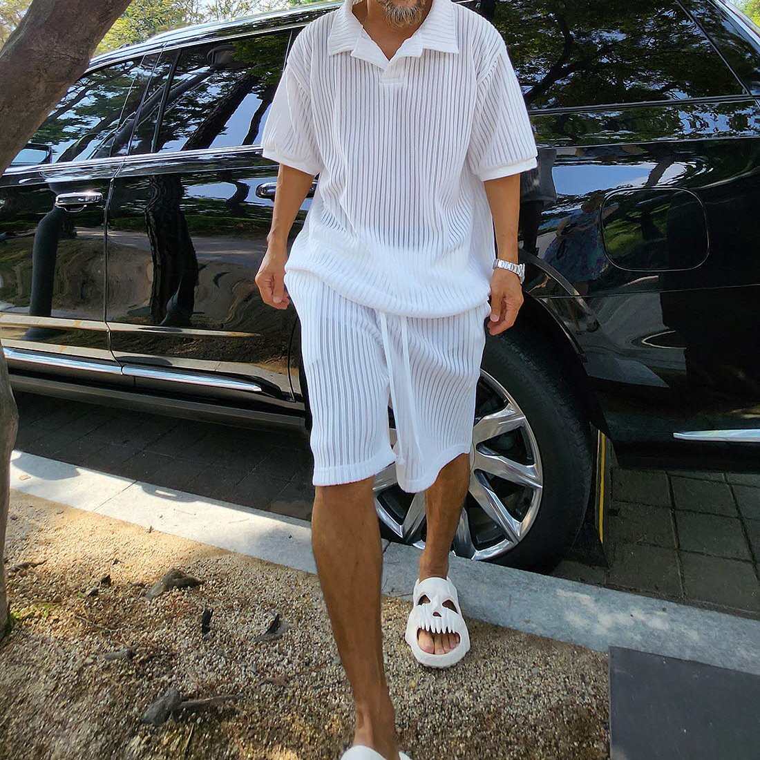 Casual Loose Short-Sleeve Top And Shorts Set Mens Clothing