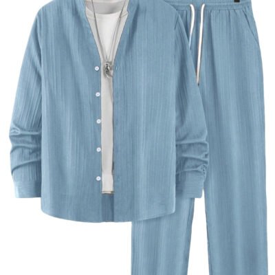 Solid-color Men's Casual Sport Two-piece Set