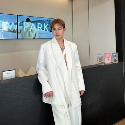 Mens Solid-Colored Casual Tie-Front Suit Wide-Leg Leisure Pants Set