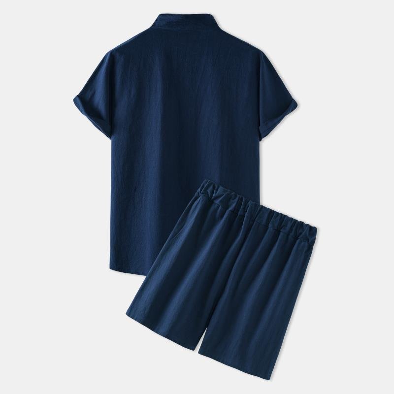 Men's Cotton-Linen Casual Loose-Fit Short-Sleeve Set