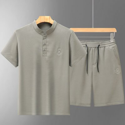 Summer Mid- To Older-Aged Men's Ice Silk Short-Sleeve Shirt