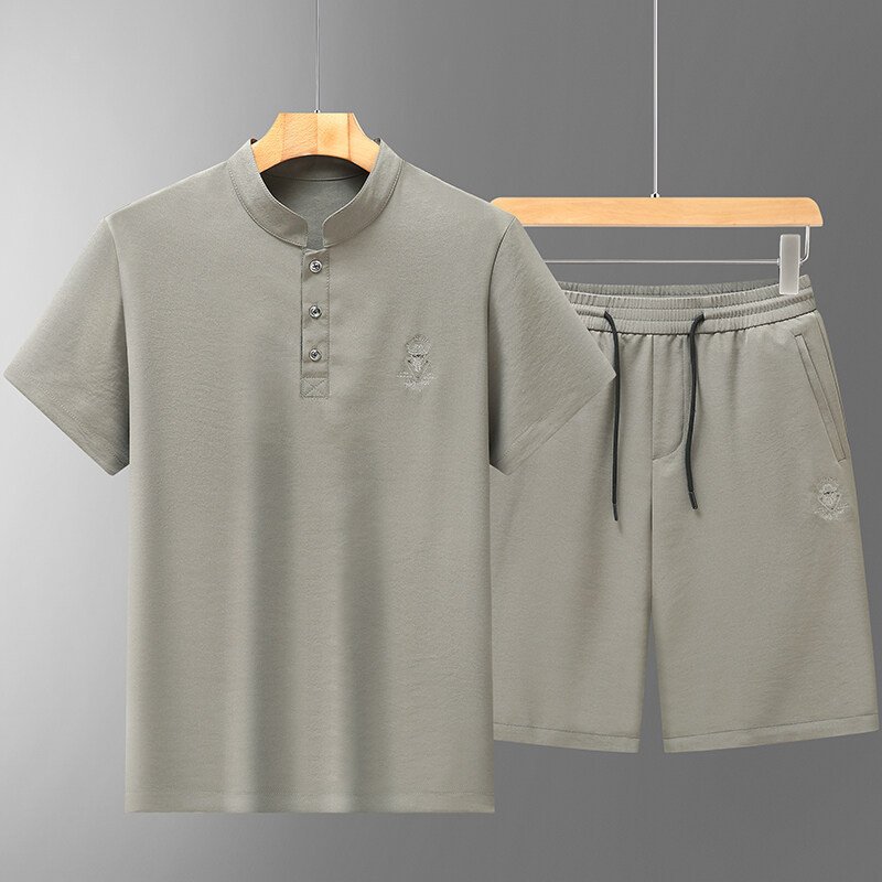 Summer Mid- To Older-Aged Men's Ice Silk Short-Sleeve Shirt