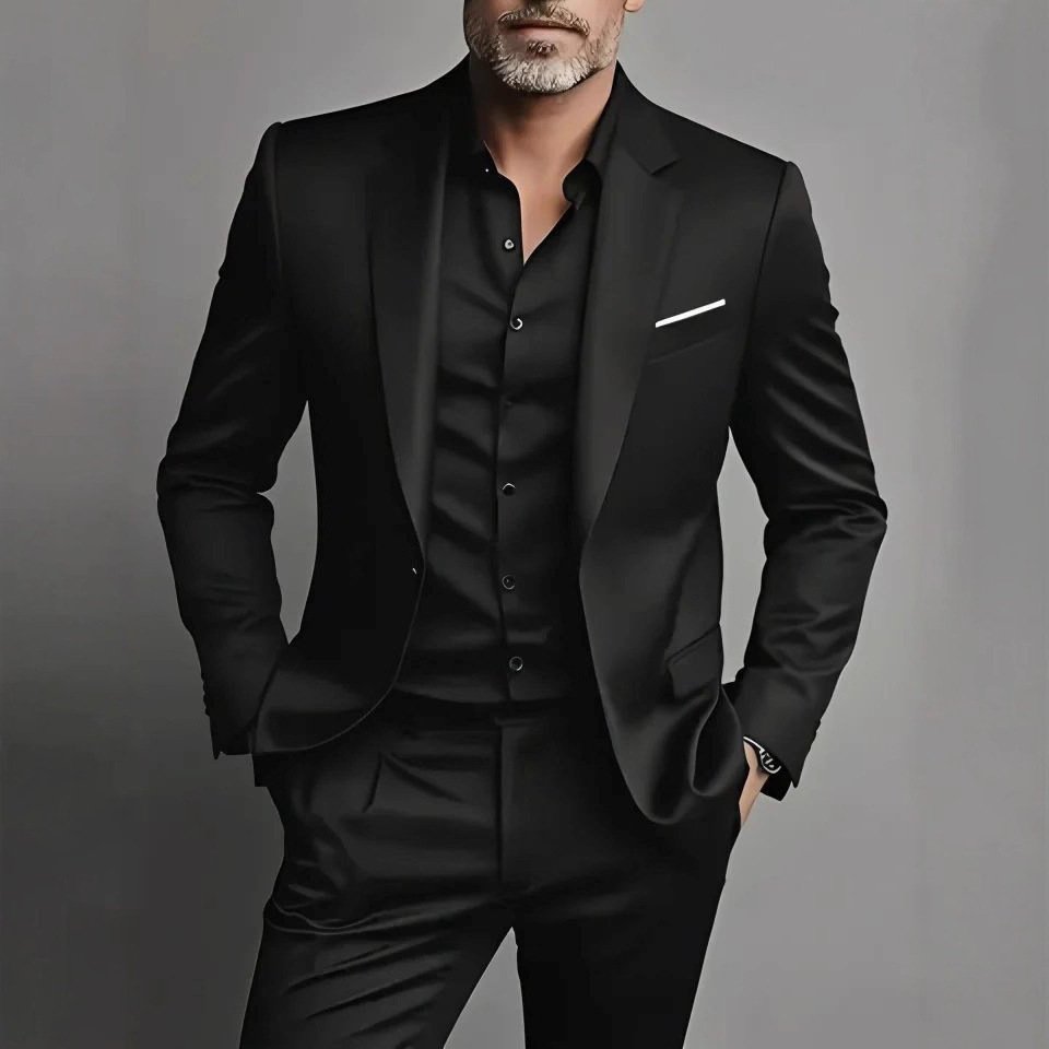 Men's Business-Casual Two-Piece Suit Set