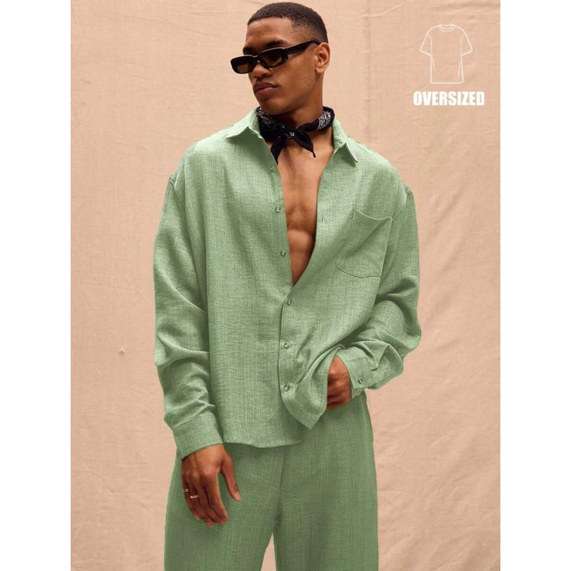 Men's Cotton-Linen Commuter Two-Piece Set