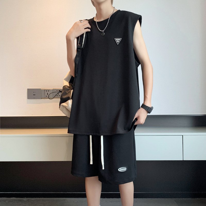 Men's Simple Casual Sports Top And Shorts Set