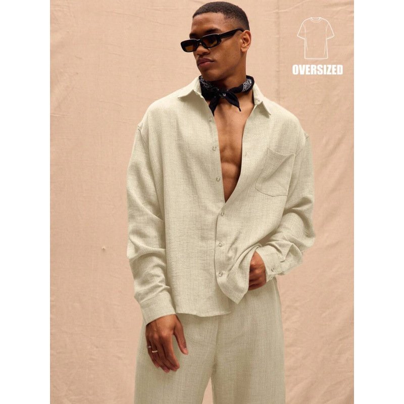 Men's Cotton-Linen Commuter Two-Piece Set