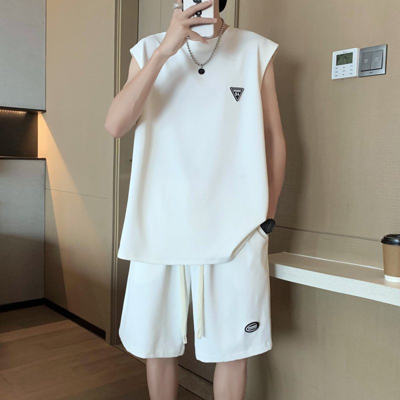 Men's Simple Casual Sports Top And Shorts Set