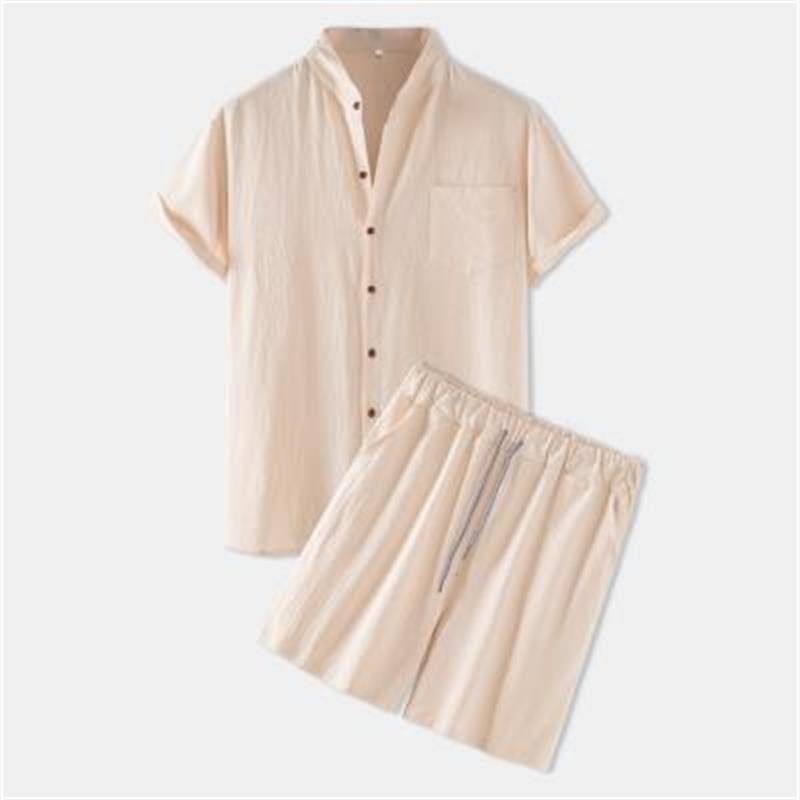 Men's Cotton-Linen Casual Loose-Fit Short-Sleeve Set