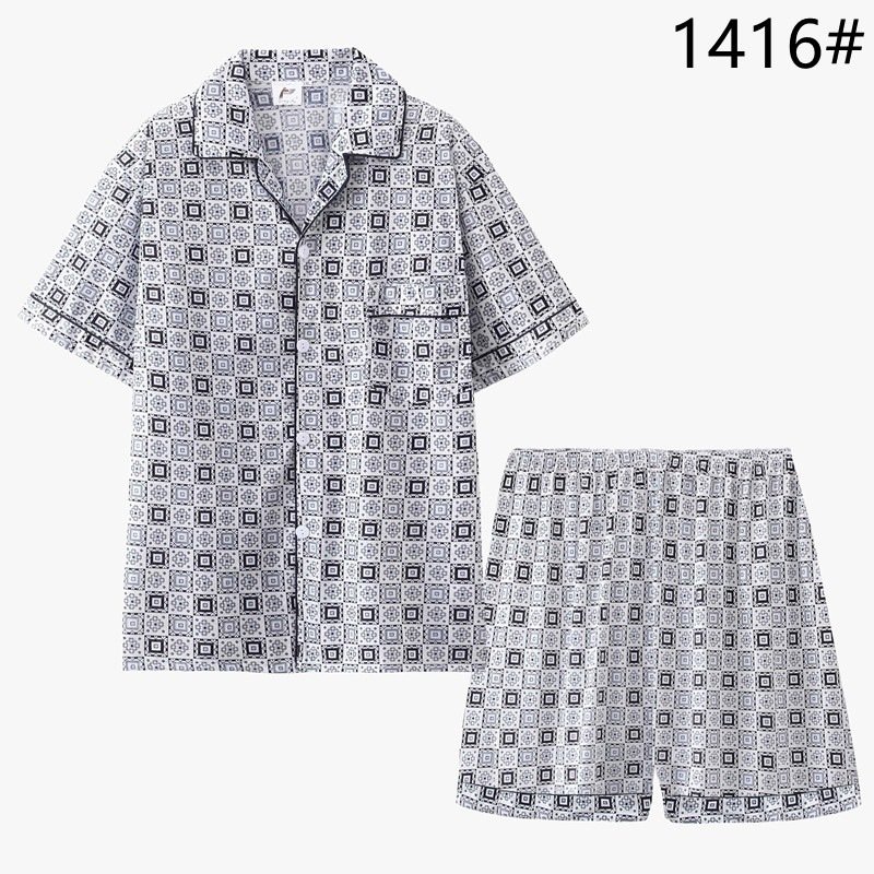 Summer Fashion Plaid Pajamas Mens Short-Sleeve Shorts