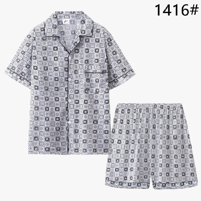 Summer Fashion Plaid Pajamas Mens Short-Sleeve Shorts