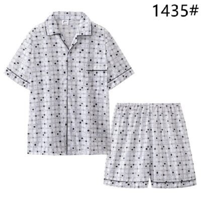 Summer Fashion Plaid Pajamas Mens Short-Sleeve Shorts