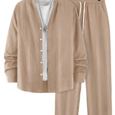 Solid-color Men's Casual Sport Two-piece Set