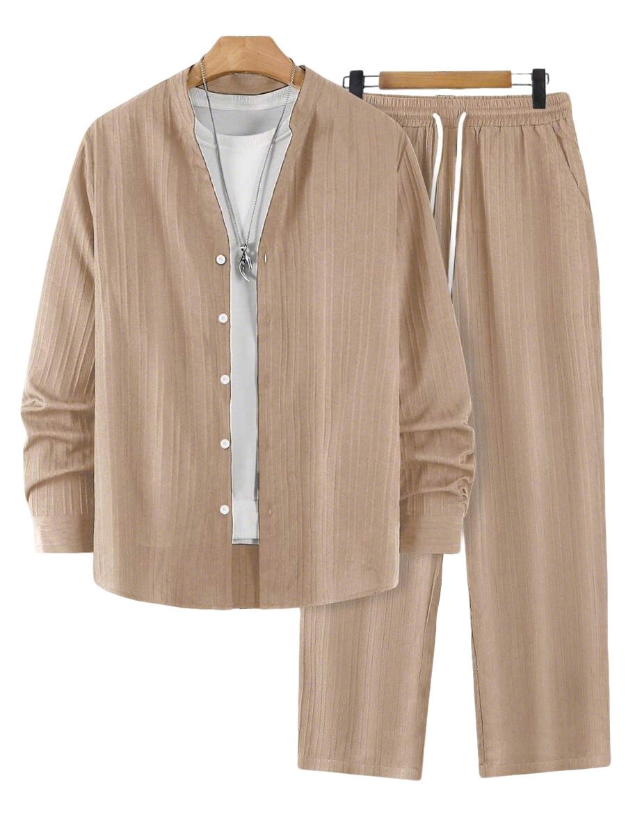 Solid-color Men's Casual Sport Two-piece Set