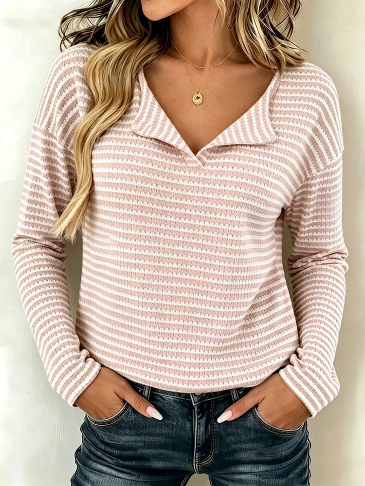 Womens Casual Long-Sleeve Multi-Color T-Shirt Top - Image 8