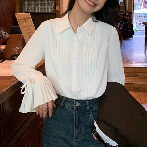 Casual French-style White Womens Blouse - Image 4