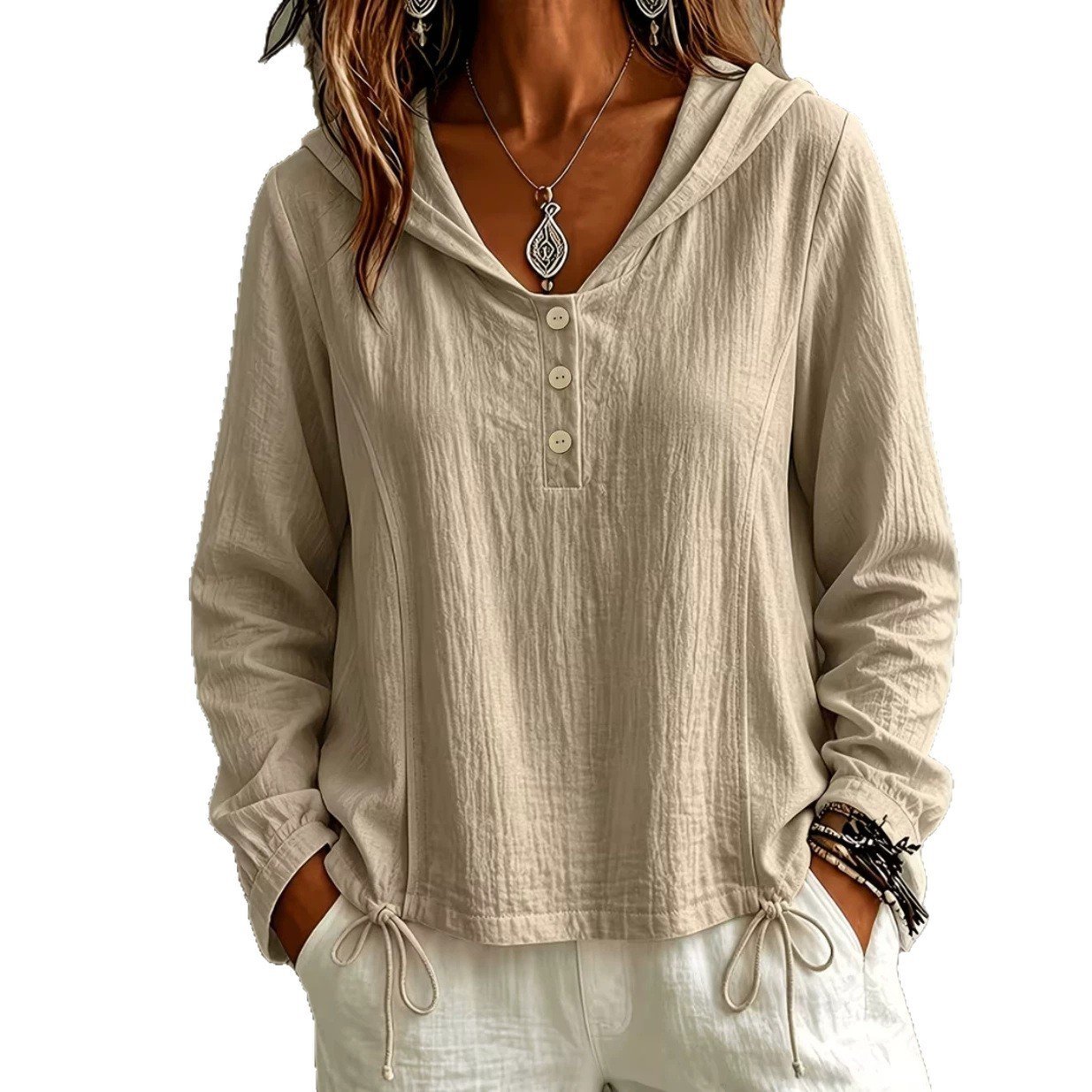 Casual Loose-fit Long-sleeve Hoodie - Image 5