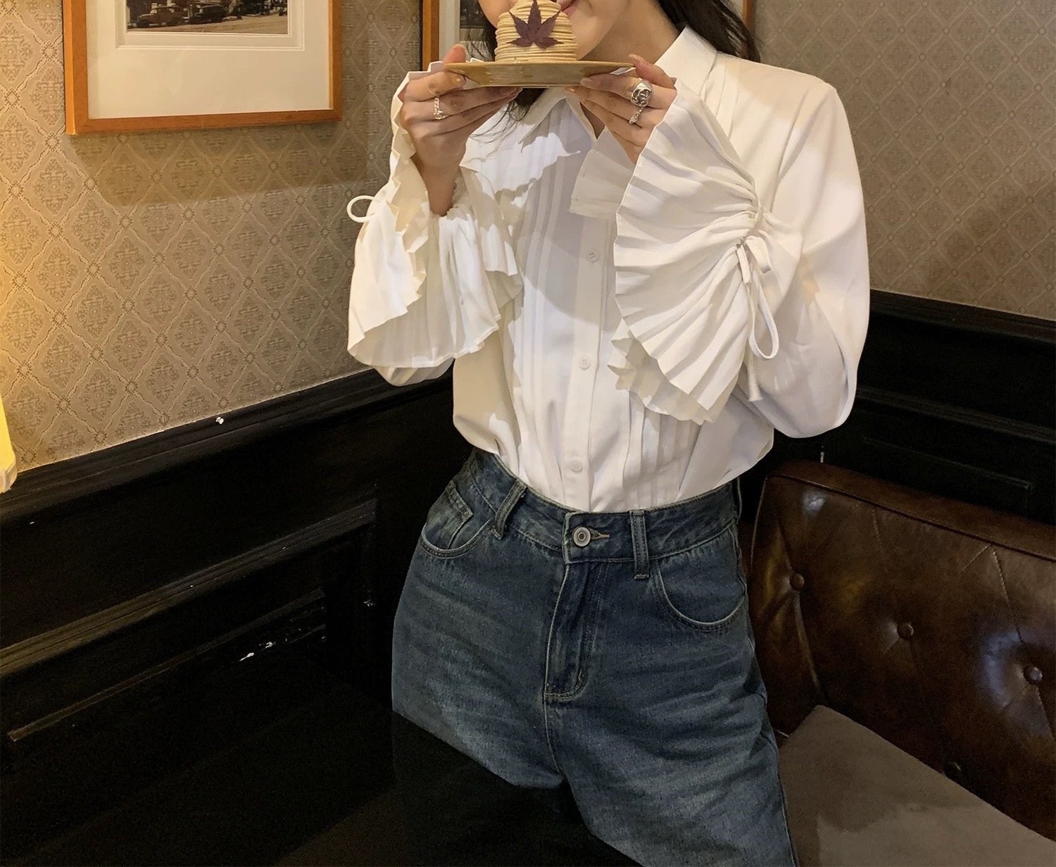 Casual French-style White Womens Blouse - Image 6