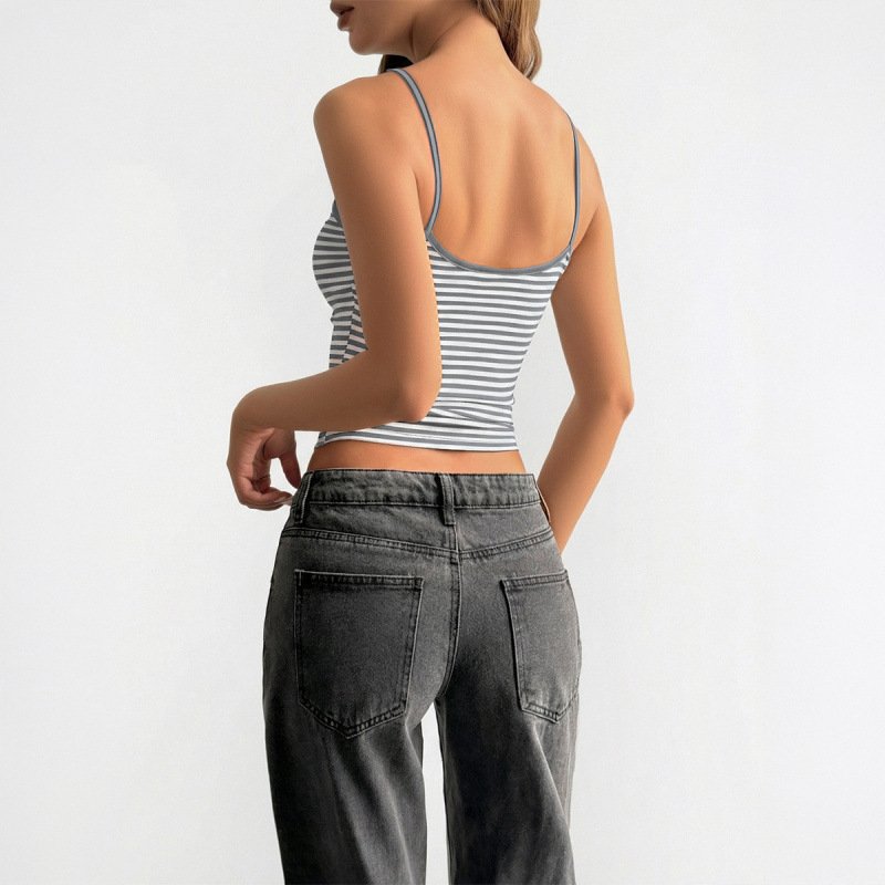 Womens Striped Strap Tank Top T-Shirt - Image 8