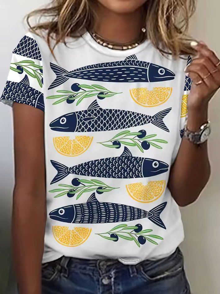 Womens Short-sleeved Crew-neck Casual Top - Image 10