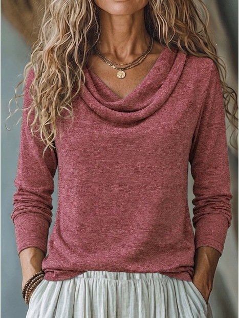 Womens Loose-fit Solid-color Fashionable Casual Top - Image 7
