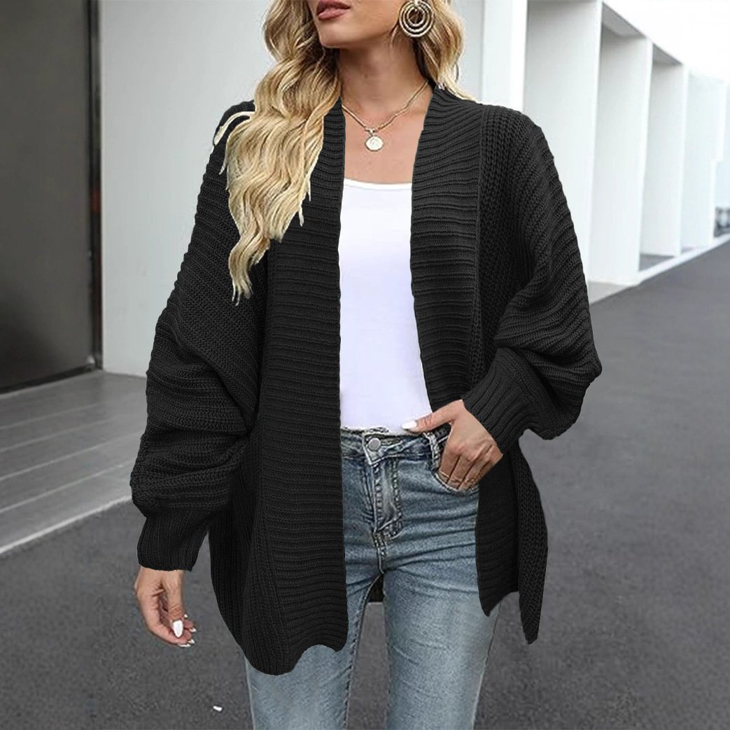 Womens Loose-Fit Knitted Cardigan Sweater Coat - Image 3