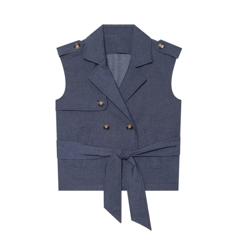Summer New Sleeveless Lapel Vest With Belt And Double-breasted Design