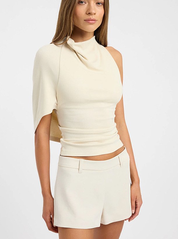 Black Backless Pleated Slim-Fit Commuter Short T-Shirt - Image 7