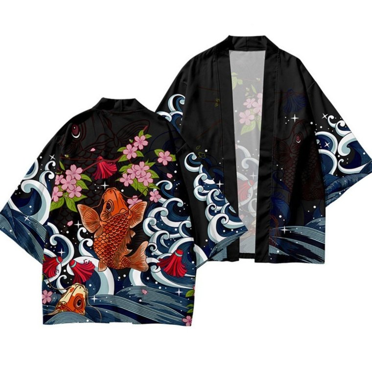 Kimono-style Cloak Relaxed-fit Top With Three-quarter Sleeves