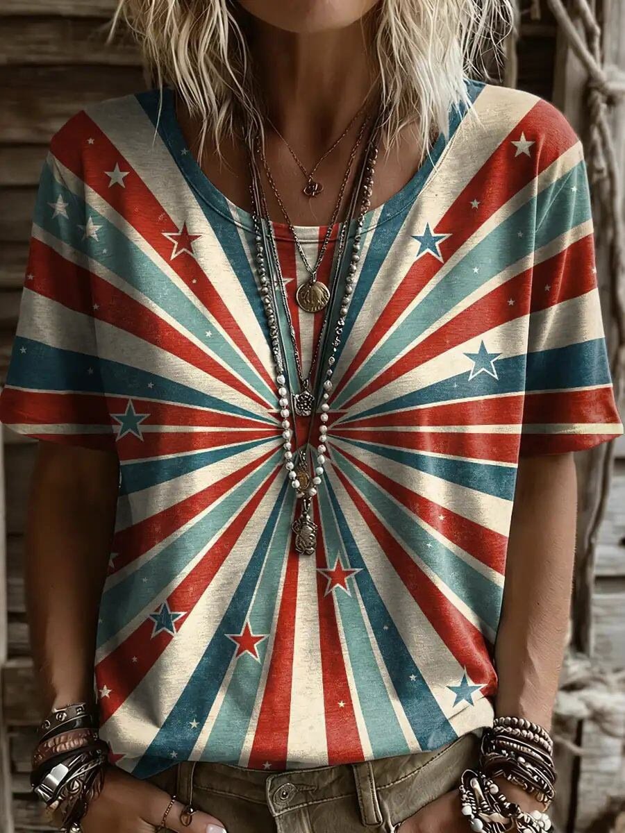 Womens Short-sleeve Top With Digital Print Design - Image 3