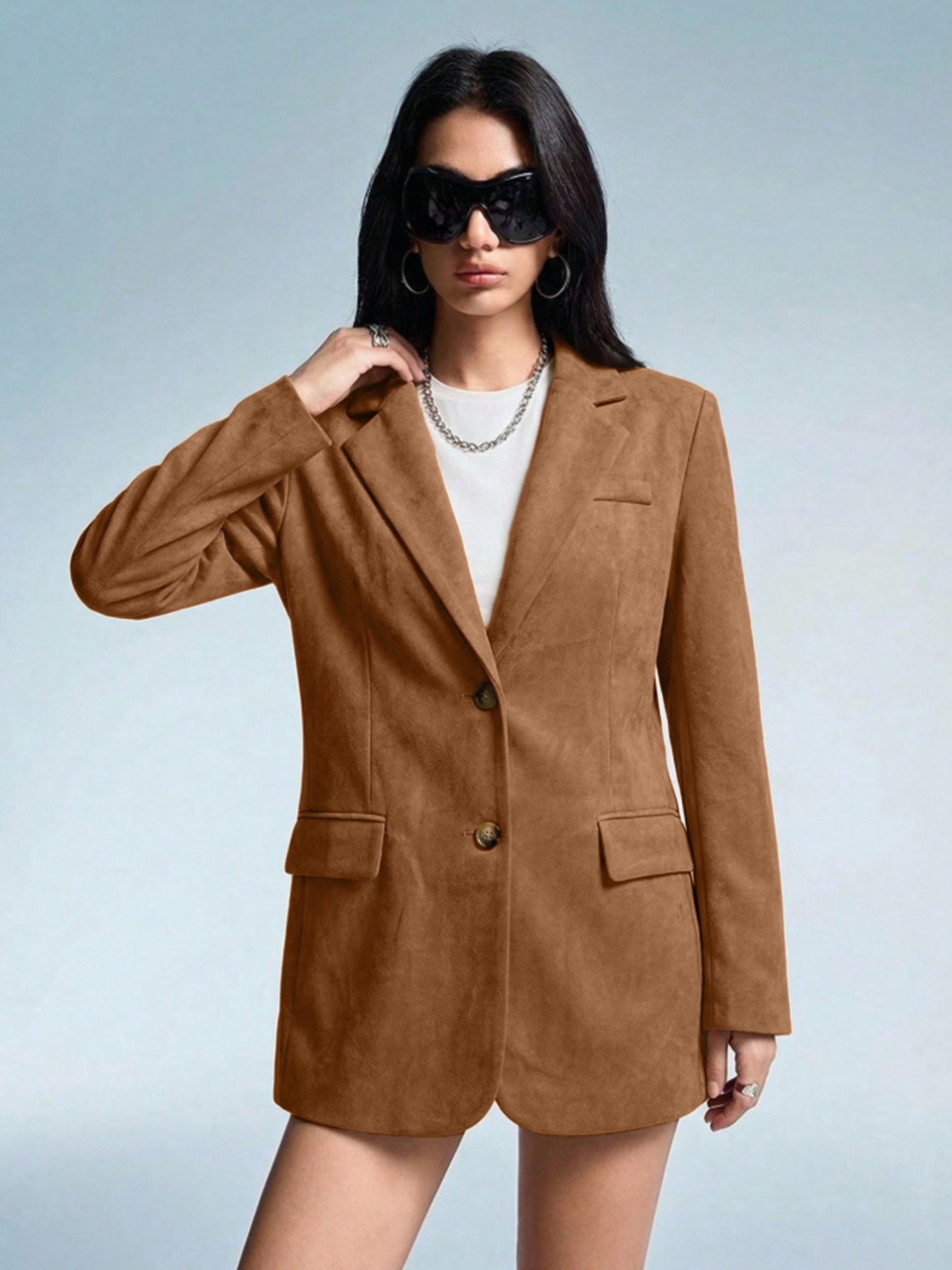 A Stylish Versatile Suede-blend Blazer - Image 9