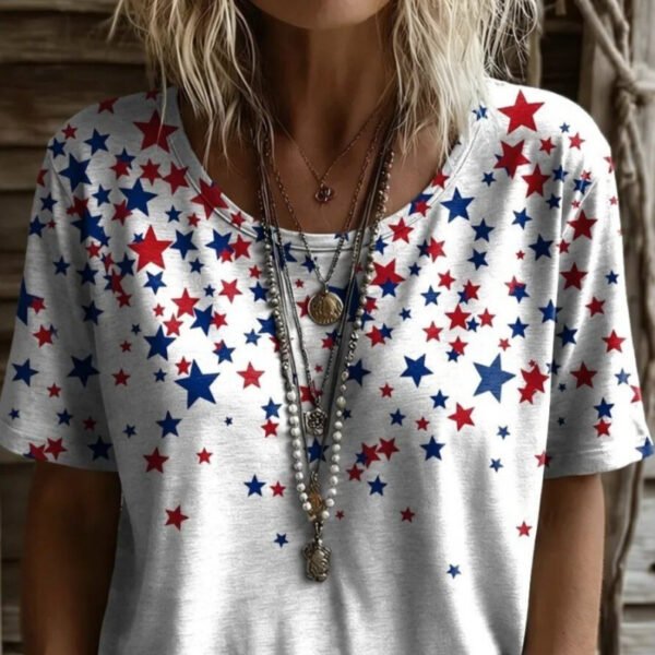 Womens Short-sleeve Top With Digital Print Design