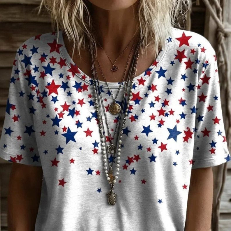 Womens Short-sleeve Top With Digital Print Design