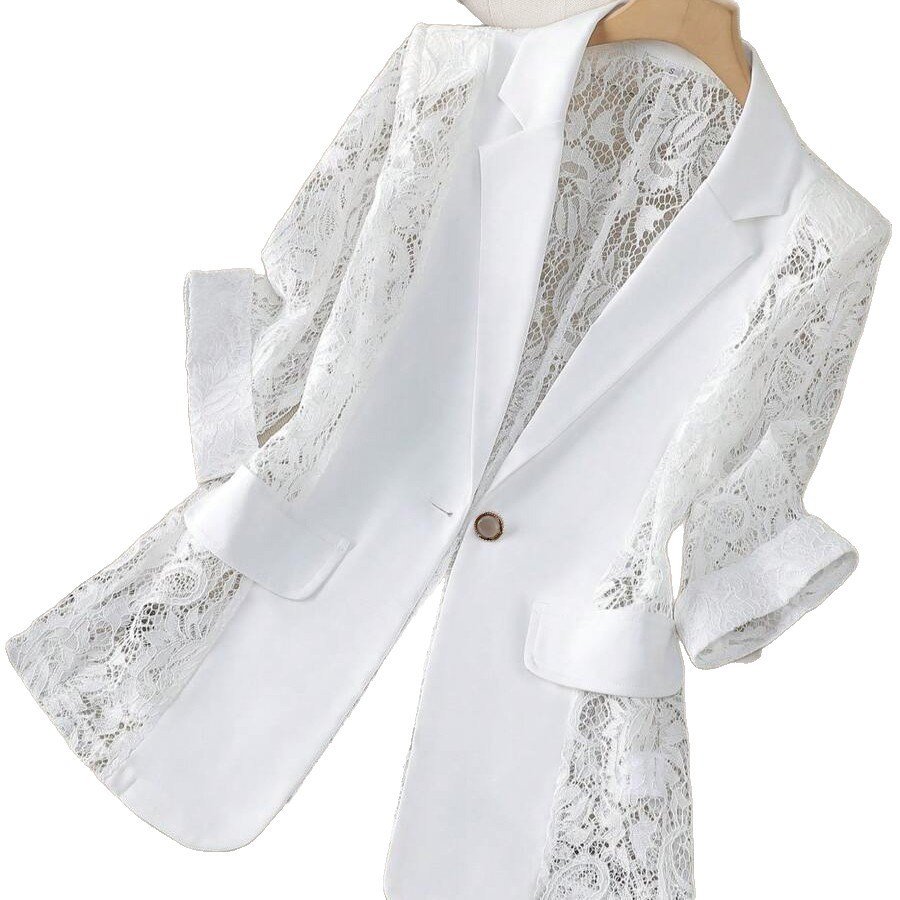 Fashionable Lace-Panel Blazer For Women - Image 5
