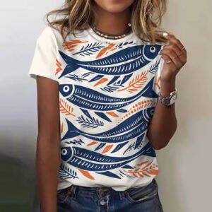 Womens Short-sleeved Crew-neck Casual Top