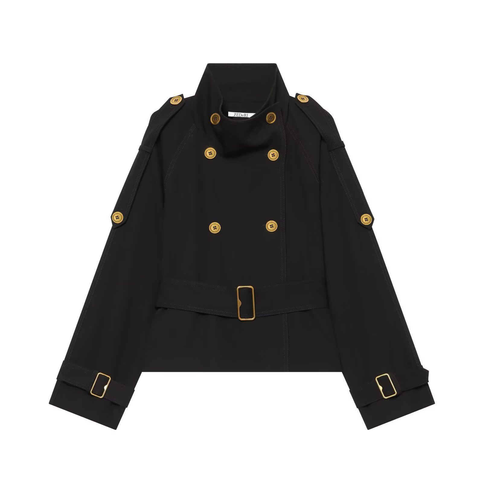 Retro Lapel Design Statement Double-breasted Lace-up Versatile Jacket - Image 5