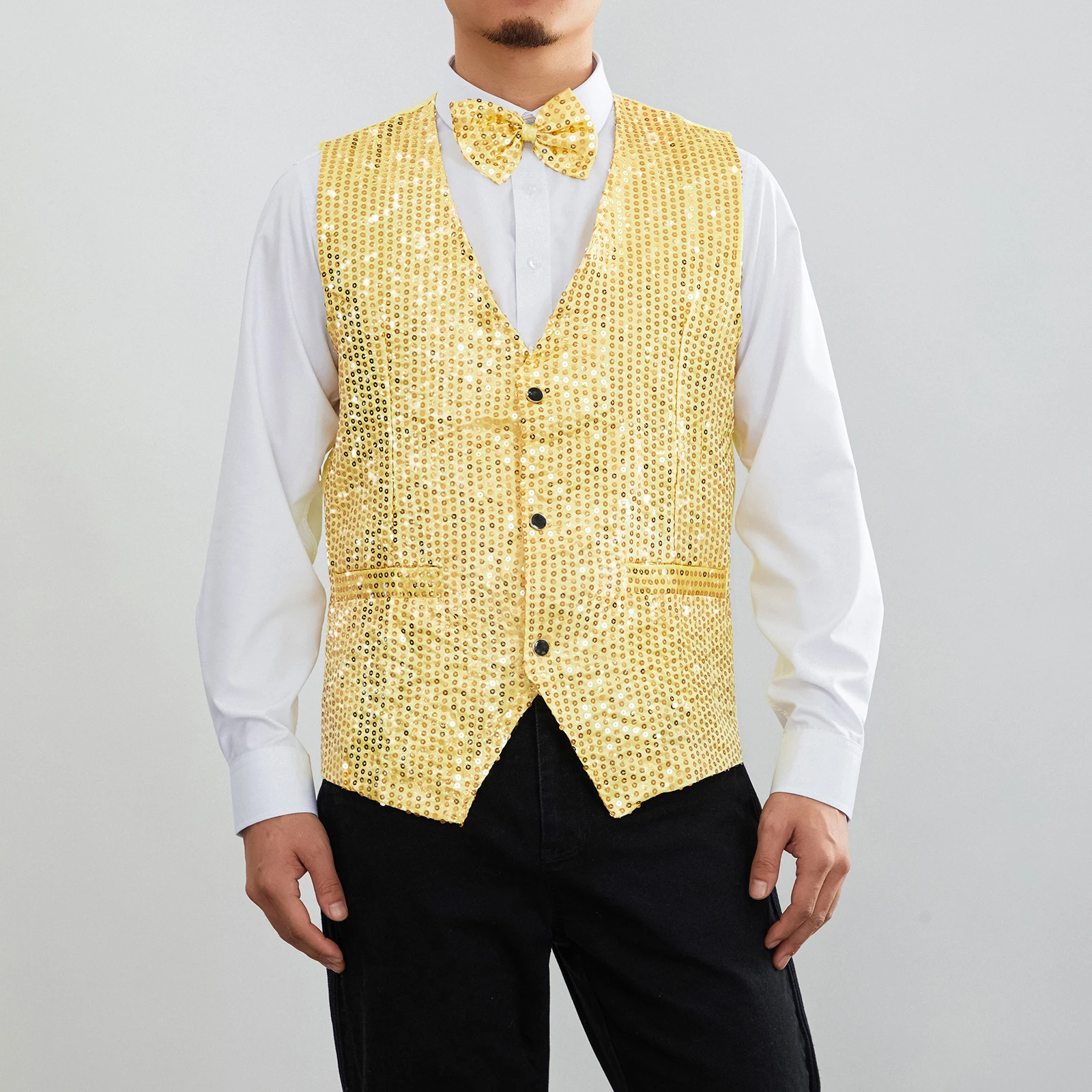 New Design Men Sequins Pattern Glitter Embellished V-neck Blazer Vest Male Evening Party Suits Plus Size hot