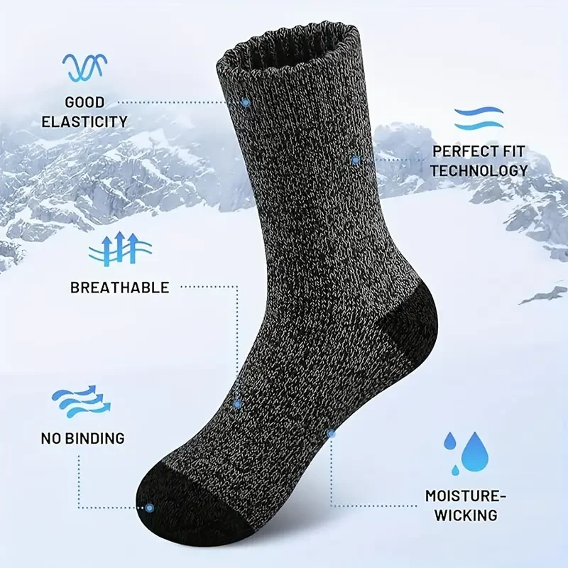 5 Pairs Merino Wool Socks For Men, Super Thick Hiking Socks Thermal Socks For Cold Weather - Image 3