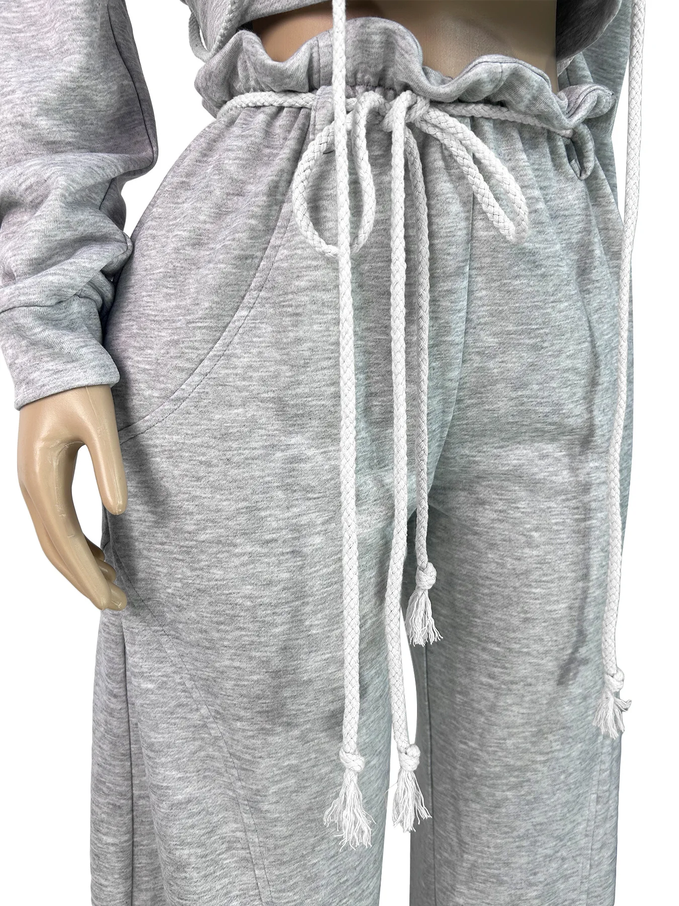 E5072-2026 New Arrivals Women Long Sleeve Bandage Zipper Hooded Jackets+Jogger 2 Piece Set Women Casual Tracksuit - Image 6