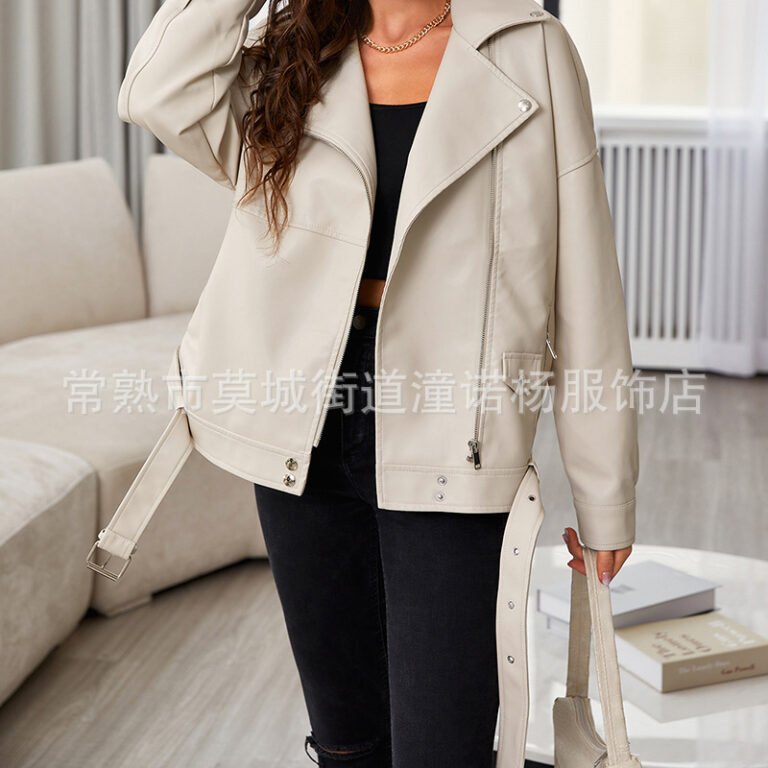 Women's European and American Leather Jackets, Spring and Autumn Jackets, Short Lapel Motorcycle Jackets, Wholesale Manufacturers, Large Quantity, Good Price and Fashionable