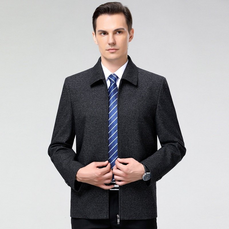 Wholesale Autumn and Winter Men's Jackets 2025 Wool Sheep Business Dad Loose Jacket Casual Thickened Executive Men's Jacket - Image 2