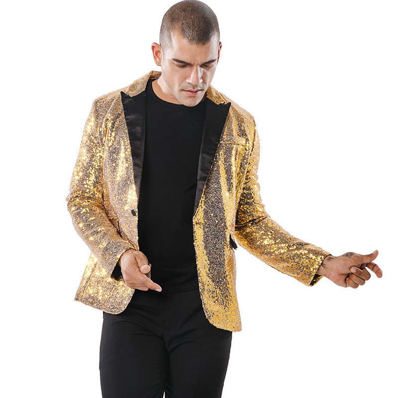 European and American Performance Suits, Gold Sequin Suits, Korean Suits, Nightclub Men's Clothing, Host Emcee Studio Jackets - Image 4