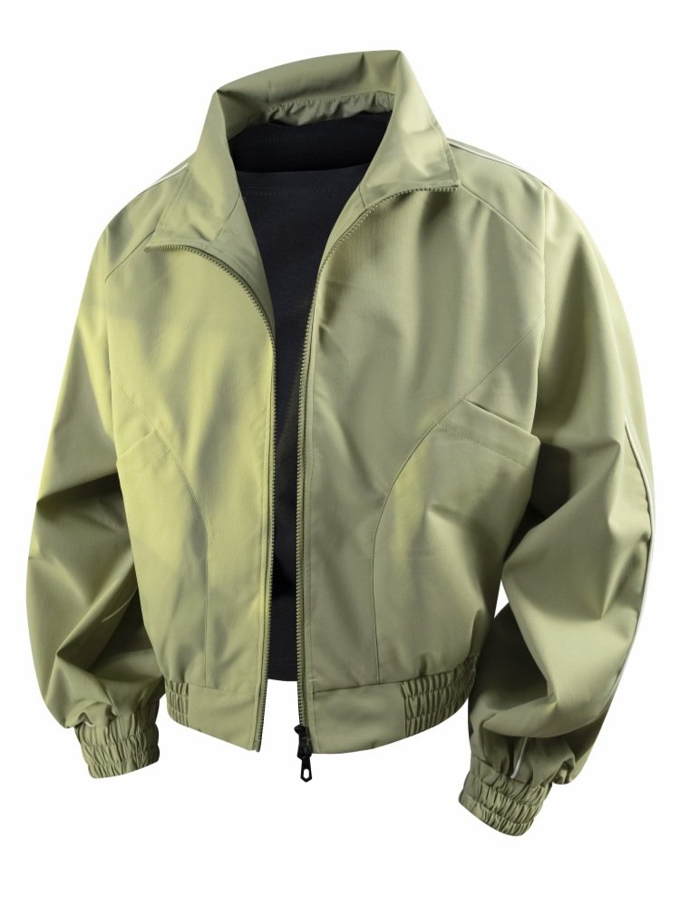 Cross-Border Wholesale Stand-Up Collar Tops for Men 2025 Autumn New Casual Loose Zipper Jacket Long-Sleeve Coat