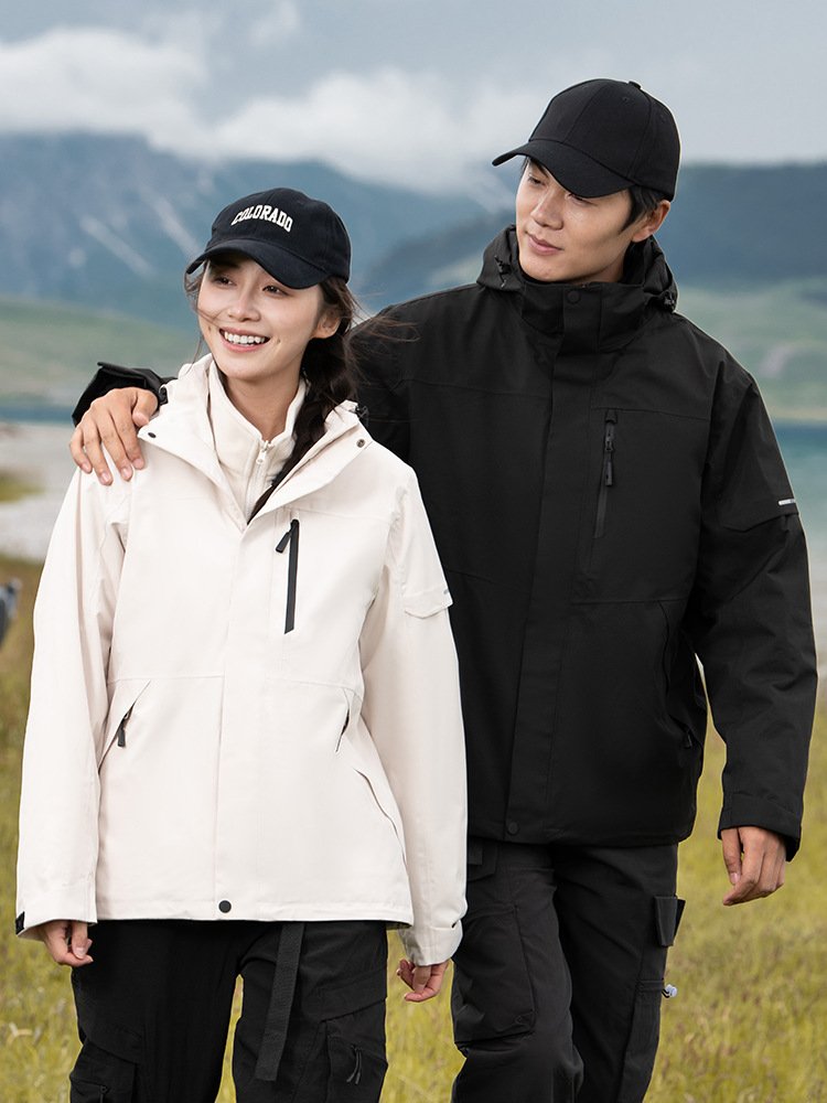New Style Charge Clothes for Men and Women Three-in-One Two-Piece Detachable Thickened fleece-lined Mountaineering Suit Waterproof Couple's Jacket