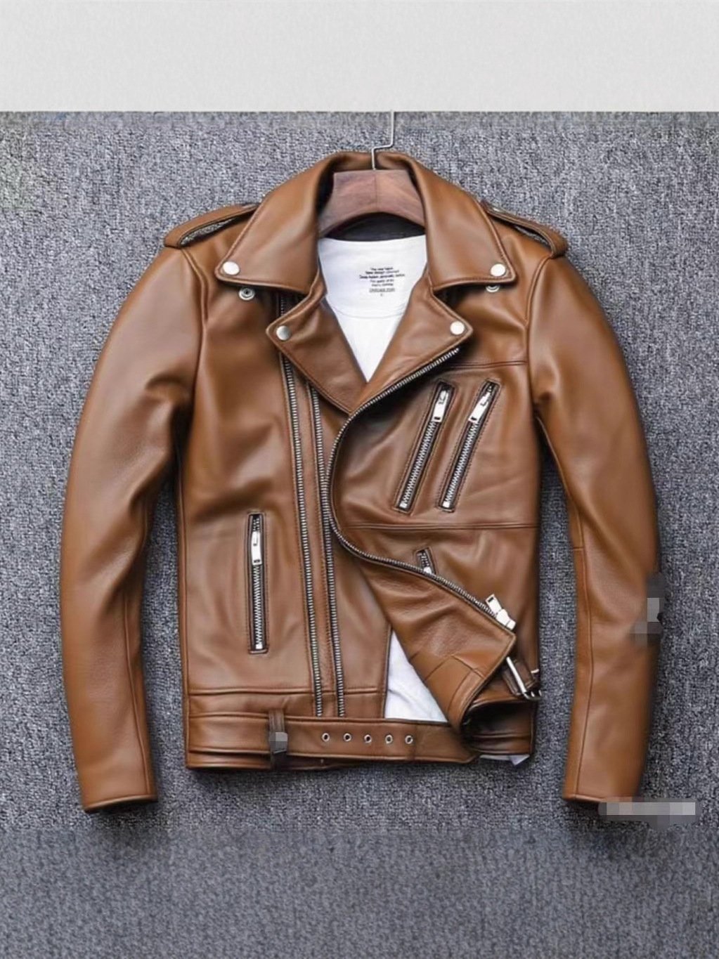 Manufacturer Autumn and Winter New Men's Leather Jackets Washed Motorcycle Men's Leather Jackets New Fashion Clothing Wholesale - Image 3