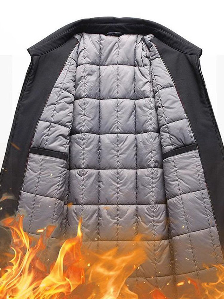 Live Delivery Autumn and Winter Men's Thickened Jackets Middle-Aged Men's Jackets Dad's Cotton Outwears Lapel Autumn and Winter Jackets - Image 3